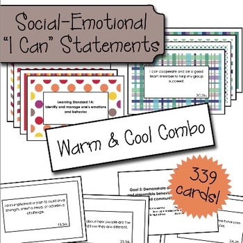 Preview of Social Emotional "I Can" Cards - Warm & Cool Color Bundle
