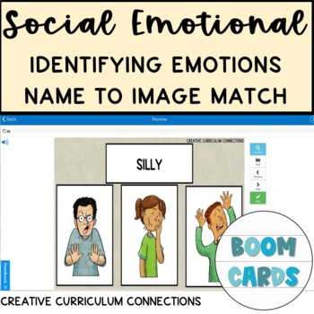 Preview of Social Emotional Identifying Emotions: Emotion Name : Image Matching Boom Cards