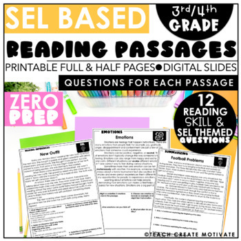 Preview of Social Emotional Learning - 3rd & 4th Grade Reading Passages and Questions