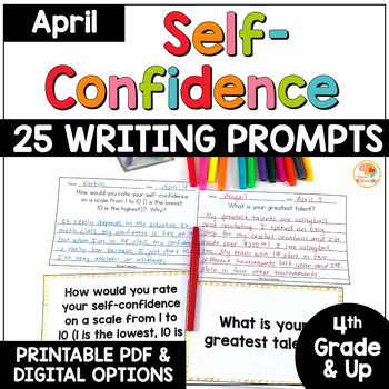 Preview of April Morning Slides Writing Prompts for Self Confidence Morning Meeting SEL
