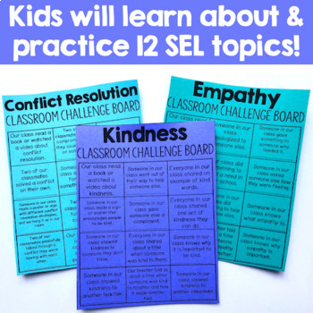 Social Emotional Learning Activities - Class Challenge Boards | TpT