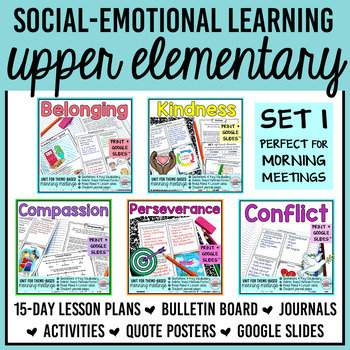 Preview of Social Emotional Learning Activities, SEL Morning Meeting Print Google Slides 1