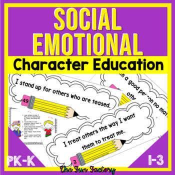 Preview of Social Emotional Learning Task Cards - Character Education Prompts & Quotes