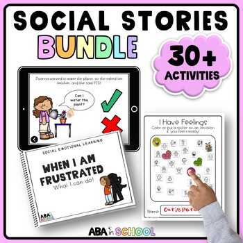 Preview of Emotional regulation social stories & social emotional learning coloring BUNDLE