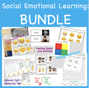 Preview of Social Emotional Learning BUNDLE (Mood Meters, Check-in Charts, Games + Poster)