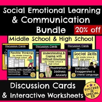 Preview of Social Emotional Learning Communication Bundle Discussion Cards Worksheets