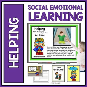 Preview of Helping Others Being A Good Friend Kindergarten 1st Grade SEL Activities Slides