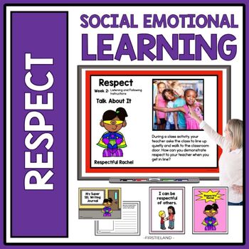 Preview of Being Respectful Respect Lesson Kindergarten 1st Grade SEL Activities Slides