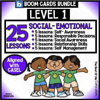 Preview of Social Emotional Learning Curriculum for BOOM CARDS | Social Skills | 1st Grade