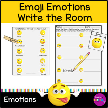 Preview of Occupational Therapy SEL Skills Emoji Write the Room Handwriting Activity