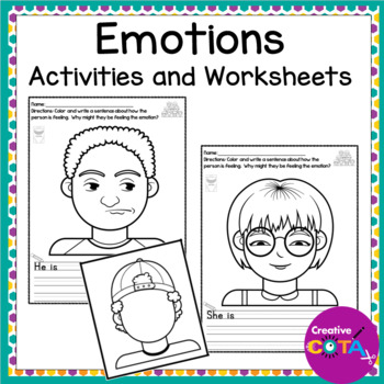 Preview of Occupational Therapy Social Emotional Learning Emotion Coloring Pages & Writing