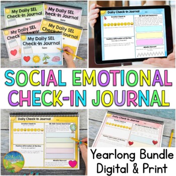 Preview of Social Emotional Learning Emotions Check-In Journal & Morning Work BUNDLE