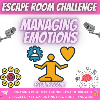 Preview of Social Emotional Learning SEL Escape Room Self-Control Regulation + Emotions