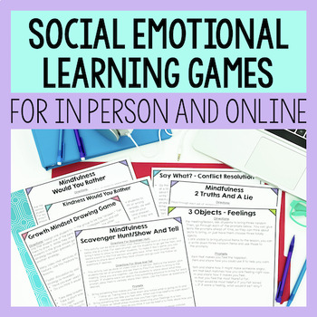 Preview of Social Emotional Learning Games For In Person & Virtual Counseling & SEL Lessons