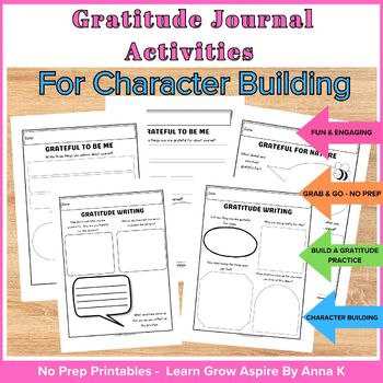 Printable gratitude journal worksheets for kids. 