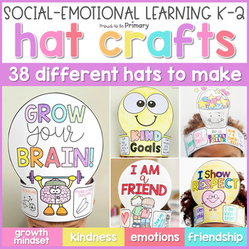 Preview of Social Emotional Learning Hat Craft Activities - Growth Mindset, Kindness & more