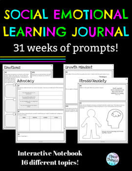 Preview of Social Emotional Learning: Journal Prompts - 31 Weeks - Lesson Starters 