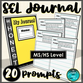 Preview of Social Emotional Learning Journal Prompts via Google Slides | SEL | MS / HS