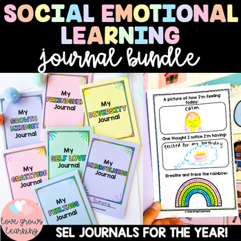 Preview of Social Emotional Learning Journal - SEL Year Long Journal Prompts & Activities