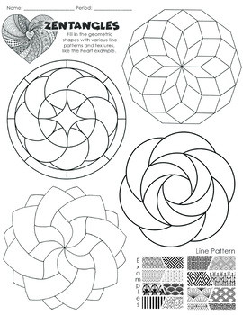 Preview of Social Emotional Learning: Mindful Calming Zentangle Activity