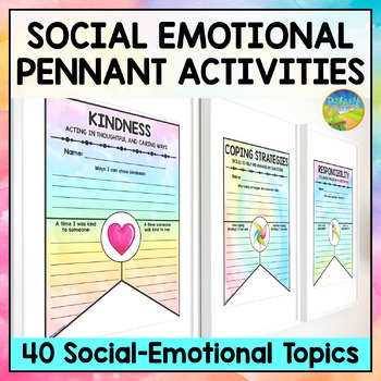 Preview of Social Emotional Learning Pennants - SEL Skills Poster, Banners, & Projects