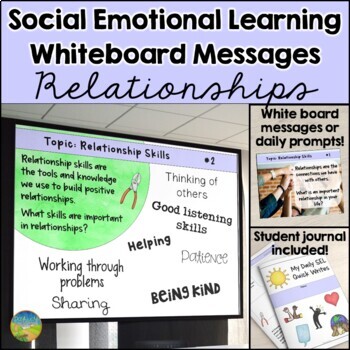 Preview of Social Emotional Learning Prompts & Whiteboard Messages for Relationship Skills