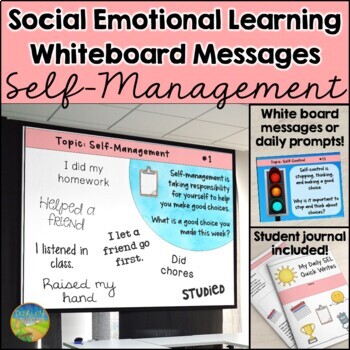 Preview of Social Emotional Learning Prompts & Whiteboard Messages for Self-Management