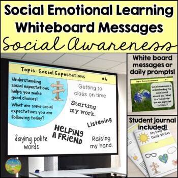 Preview of Social Emotional Learning Prompts & Whiteboard Messages for Social Awareness