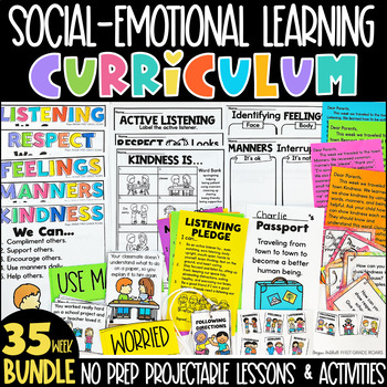 Preview of Social Emotional Learning SEL K-2 Curriculum Lessons Character Education Growing