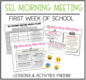 Preview of Social Emotional Learning (SEL) Morning Meetings Q1 W1