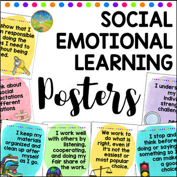 Preview of Social Emotional Learning Skills Posters for Classroom Decor & Class Community