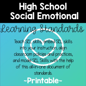 Preview of Social Emotional Learning Standards Assessment Checklist (High School)