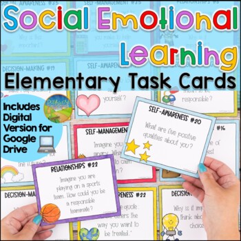 Preview of Social Emotional Learning Task Cards for Elementary | SEL Skills Activities