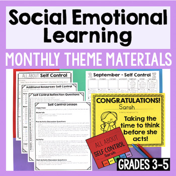 Preview of Social Emotional Learning Topic Of The Month Activities: Grades 3-5