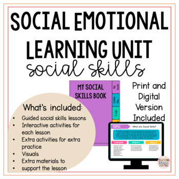 Preview of Social Emotional Learning Unit: Social Skills Lesson and Activities for Kids