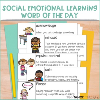 Preview of Social Emotional Learning Word of the Day SEL Curriculum for Morning Meeting
