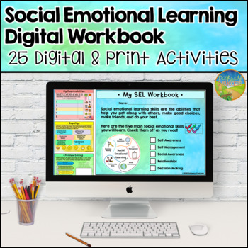 Preview of Social Emotional Learning Digital & Print Workbook Activities for Google Slides