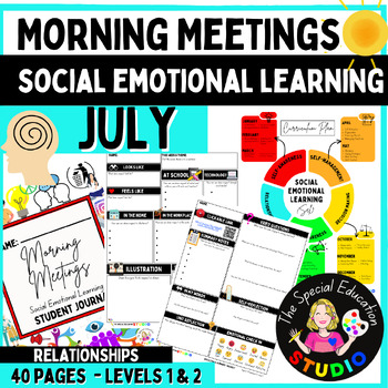 Preview of Social Emotional Learning Worksheets Autism July SEL BUNDLE student journal pdf