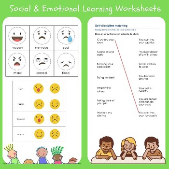 Social & Emotional Learning Worksheets/ Kindergarten by WonderTech World