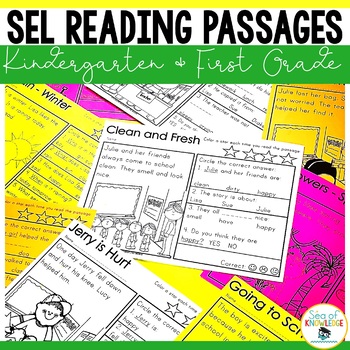 Preview of Social Emotional Learning Worksheets SEL | Reading Passages School Theme