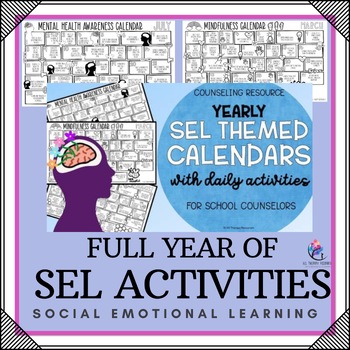 Preview of Social Emotional Learning Activities Calendar - School Counseling