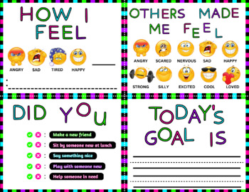 Preview of Social-Emotional Learning Check In, help identify and express feelings.