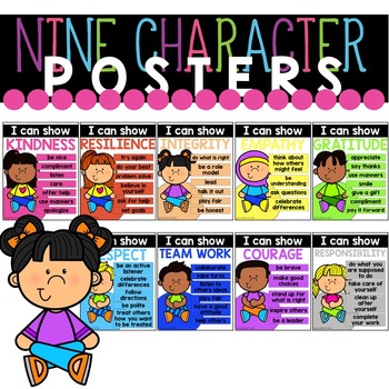 Social Emotional Posters Positive Character Traits by Mondays with Monica