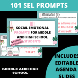 Social Emotional Prompts for Middle and High School SEL activity