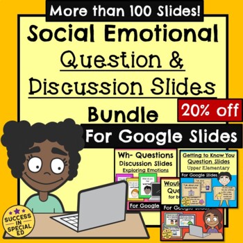 Preview of Social Emotional Questions and Discussion Slides Bundle for Google Slides