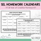 Social Emotional (SEL)  Homework Calendars Full Year