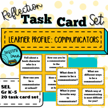 Preview of Social-Emotional SEL Task Cards IB PYP Learner Profile Communicator