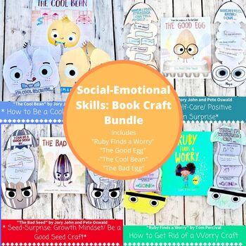 Preview of Social Emotional Skills Book Craft Bundle: Growth Mindset, Sharing Emotions, etc
