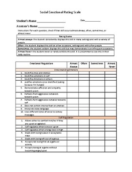 Preview of Social Emotional Skills Checklist Elementary