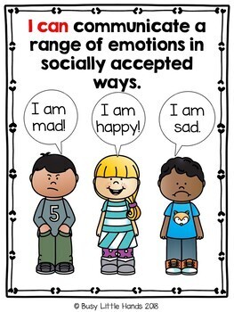 Preschool Social Emotional Standards with pictures by Busy little hands
